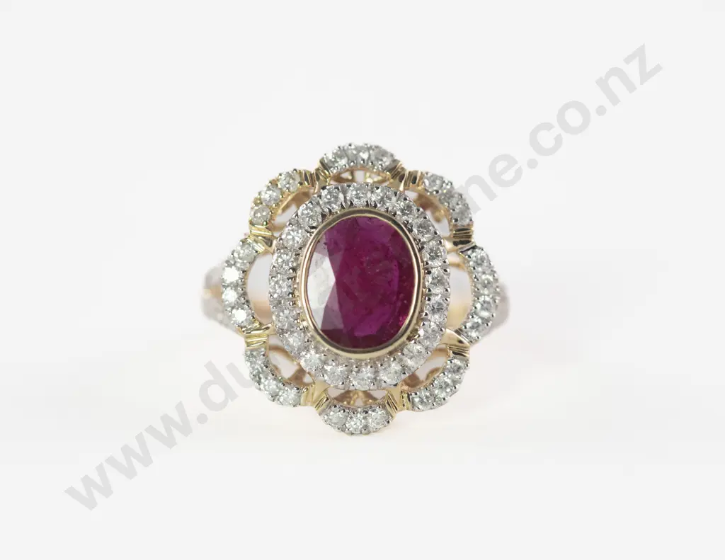 14ct 67Stone Ruby and Diamond Cluster Ring Image 1++