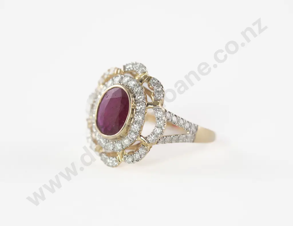 14ct 67Stone Ruby and Diamond Cluster Ring Image 1++