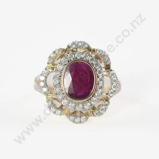 14ct 67Stone Ruby and Diamond Cluster Ring