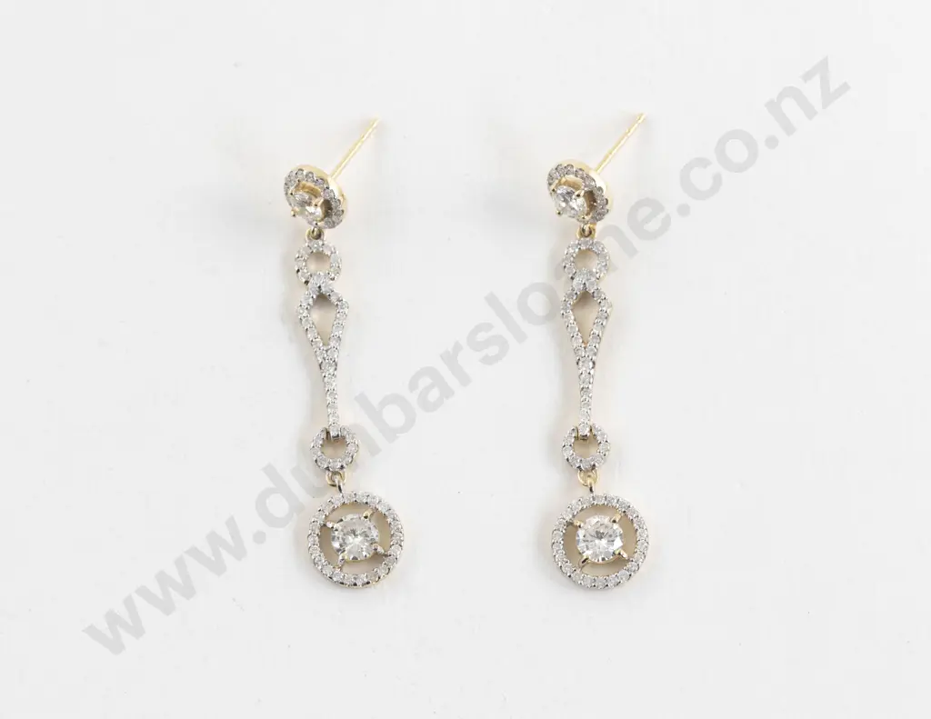 14ct 150Stone Diamond Pendant Drop Earrings Image 1++