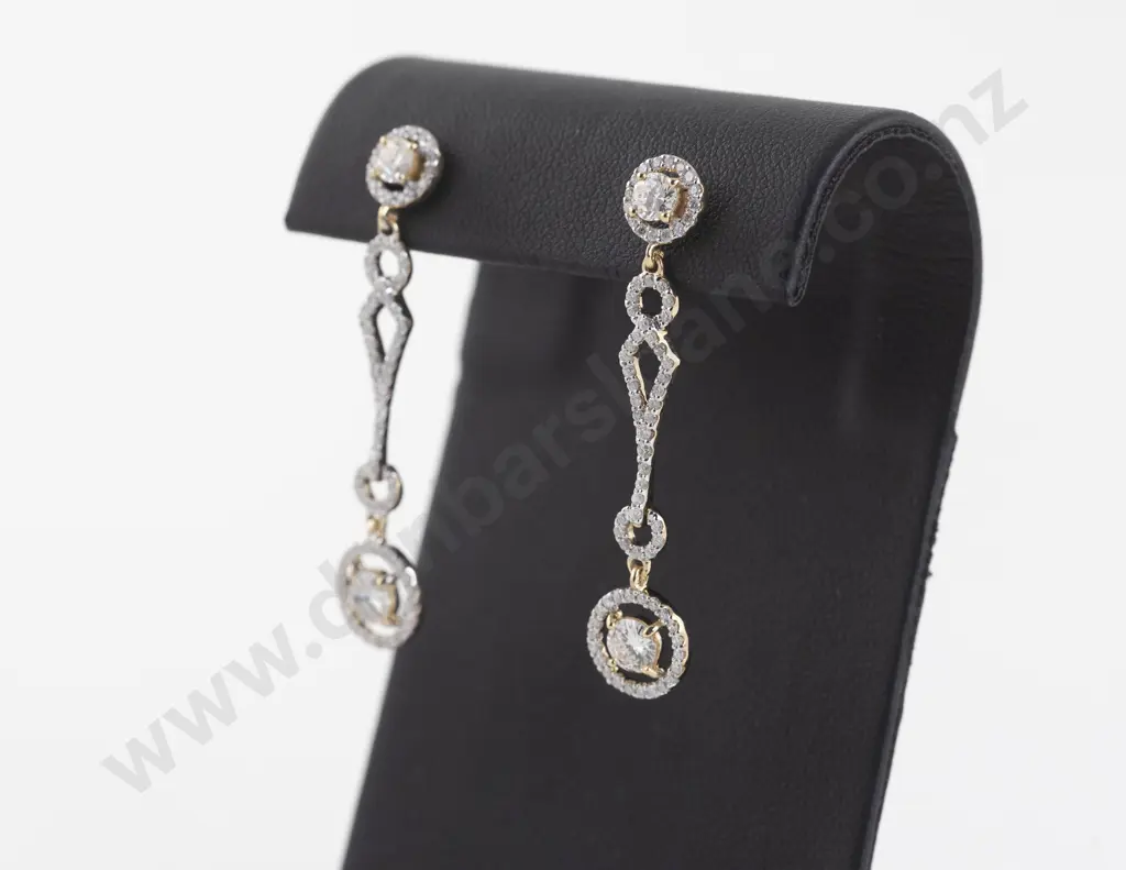 14ct 150Stone Diamond Pendant Drop Earrings Image 1++
