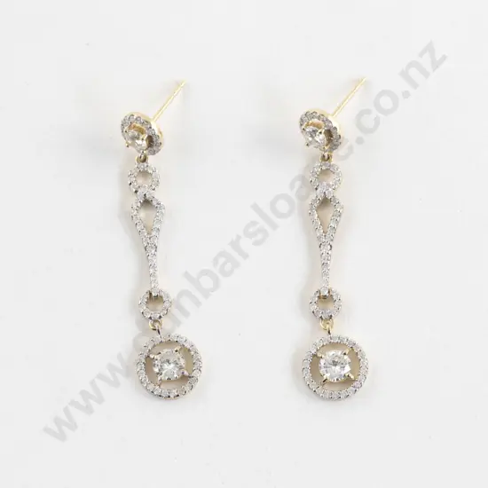 14ct 150Stone Diamond Pendant Drop Earrings