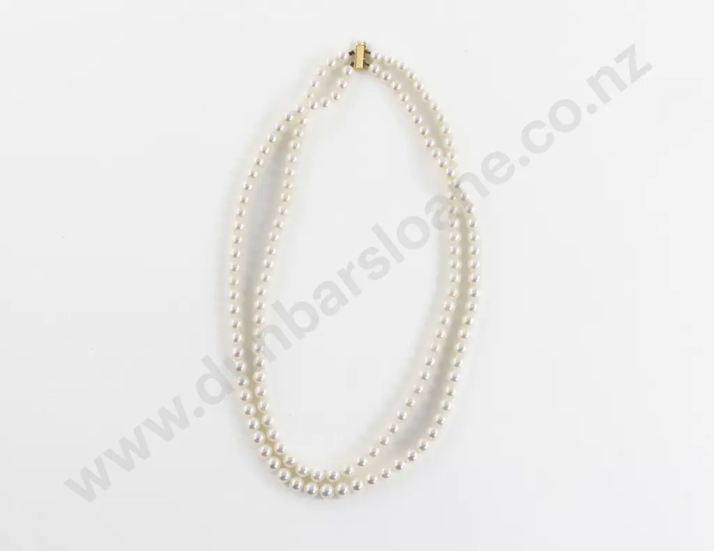 Double Strand Uniform Cultured Pearl Necklace Image 1++