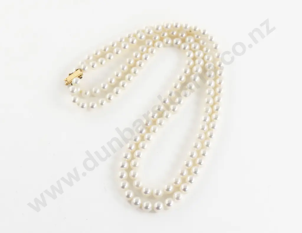 Double Strand Uniform Cultured Pearl Necklace Image 1++
