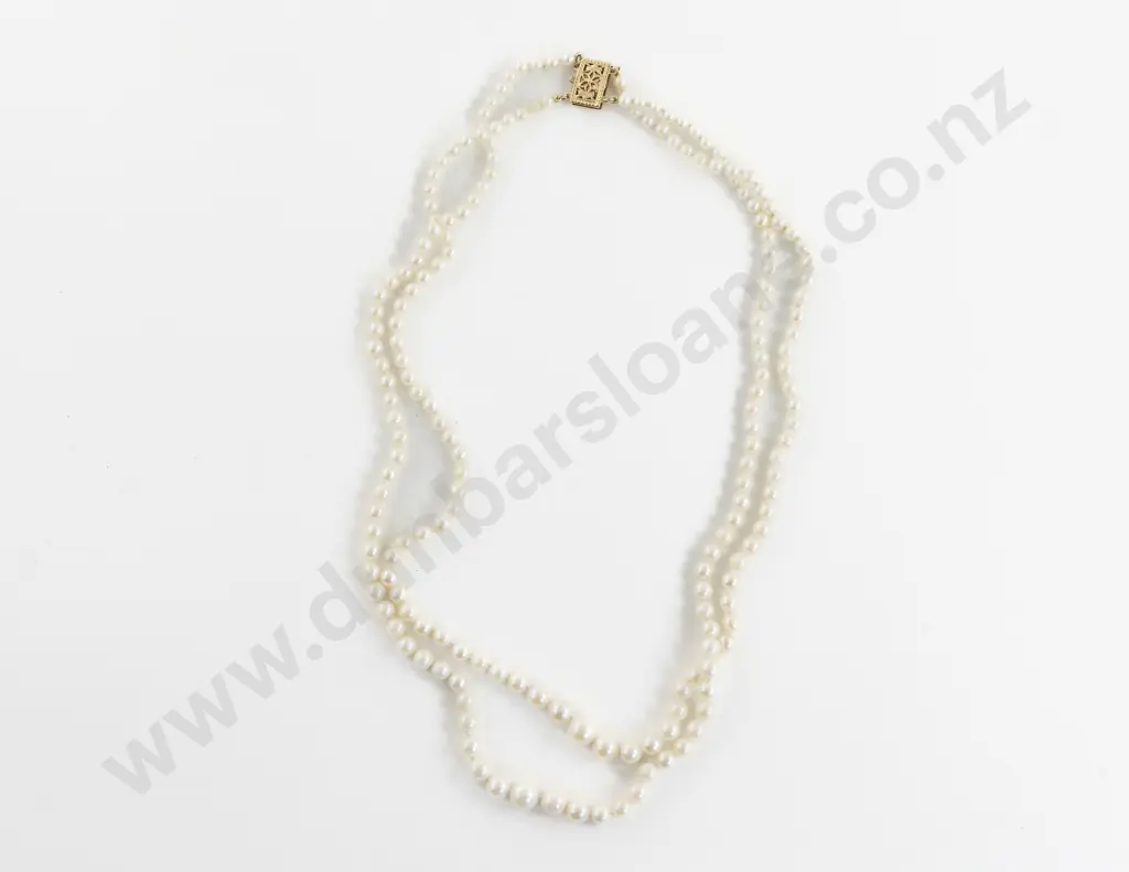 Double Strand Graduated Cultured Pearl Necklace Image 1++