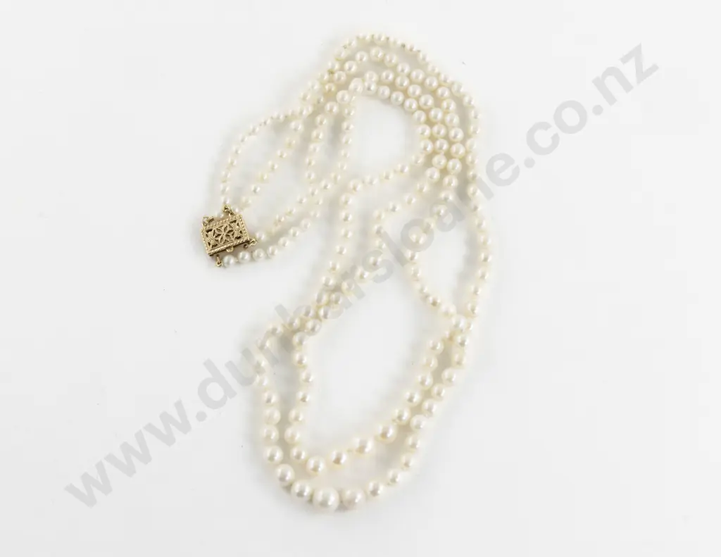 Double Strand Graduated Cultured Pearl Necklace Image 1++
