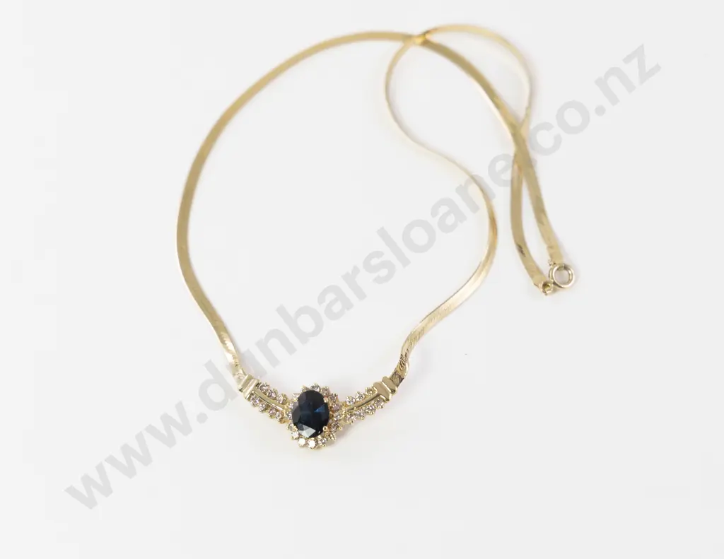 14ct 31Stone Sapphire & Diamond Necklace Image 1++