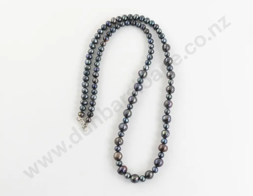 Single Strand Black Freshwater Pearl Necklace Image 1++