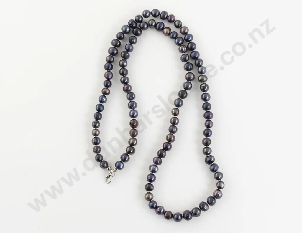 Single Strand Black Freshwater Pearl Necklace Image 1++