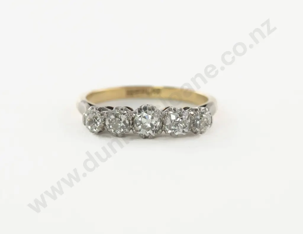 18ct and Platinum Five Stone Diamond Bridge Ring Image 1++