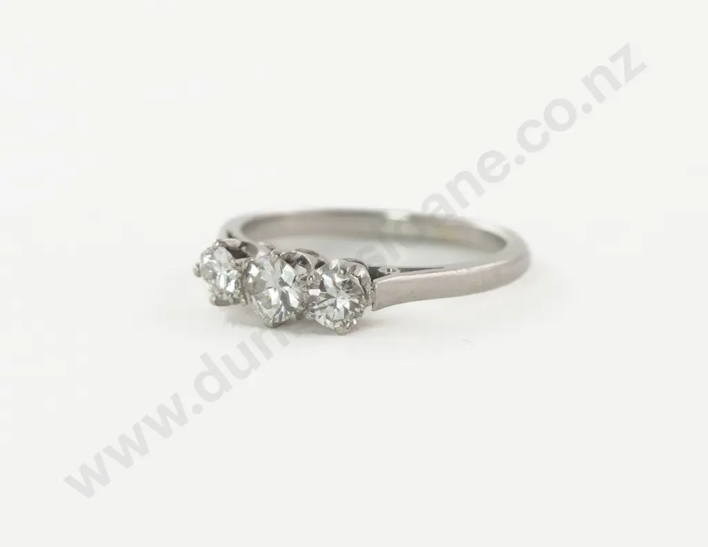 All Platinum Three Stone Diamond Bridge Ring Image 1++