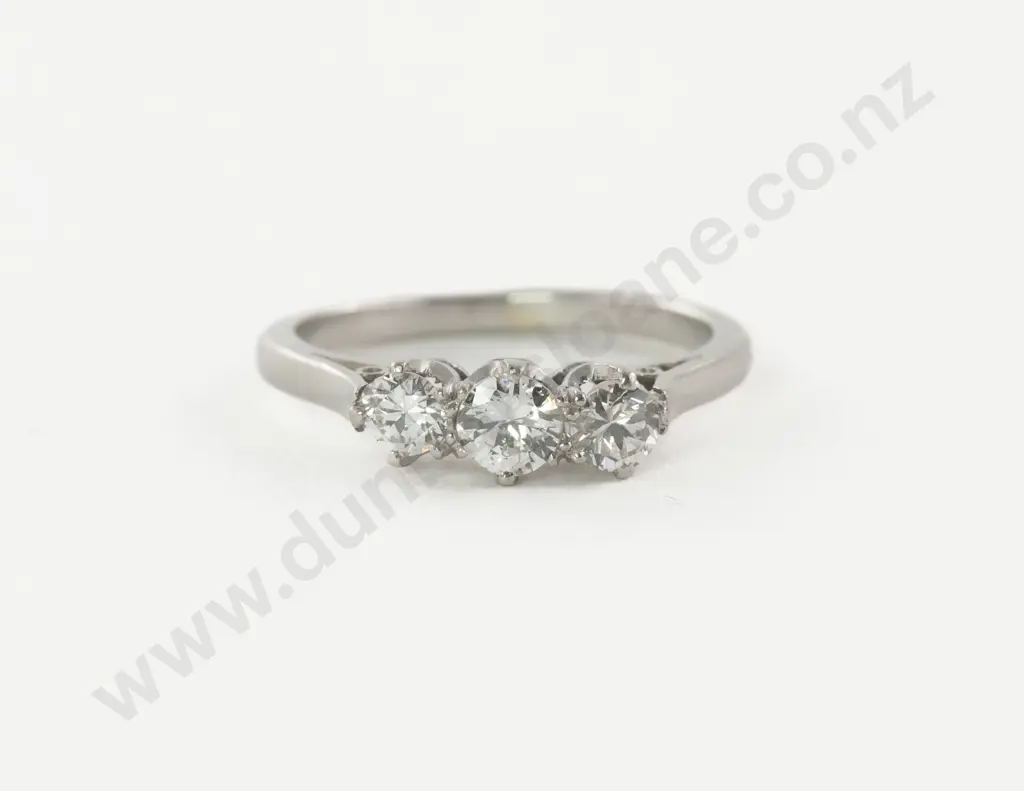 All Platinum Three Stone Diamond Bridge Ring Image 1++