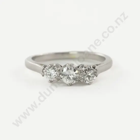 All Platinum Three Stone Diamond Bridge Ring