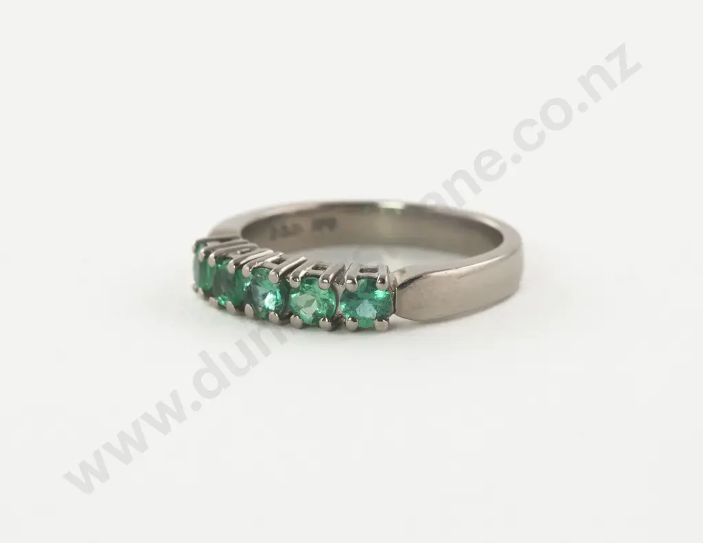 18ct White Gold Five Stone Emerald Eternity Band Image 1++