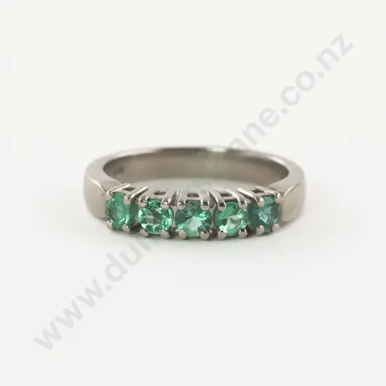 18ct White Gold Five Stone Emerald Eternity Band
