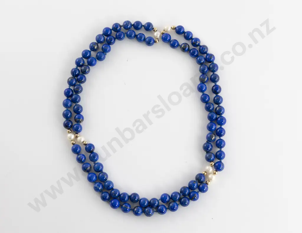 Single Strand Uniform Lapis Bead Necklace Image 1++