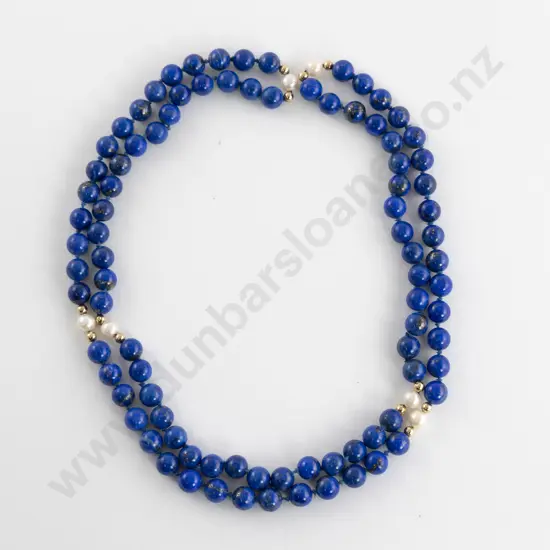 Single Strand Uniform Lapis Bead Necklace
