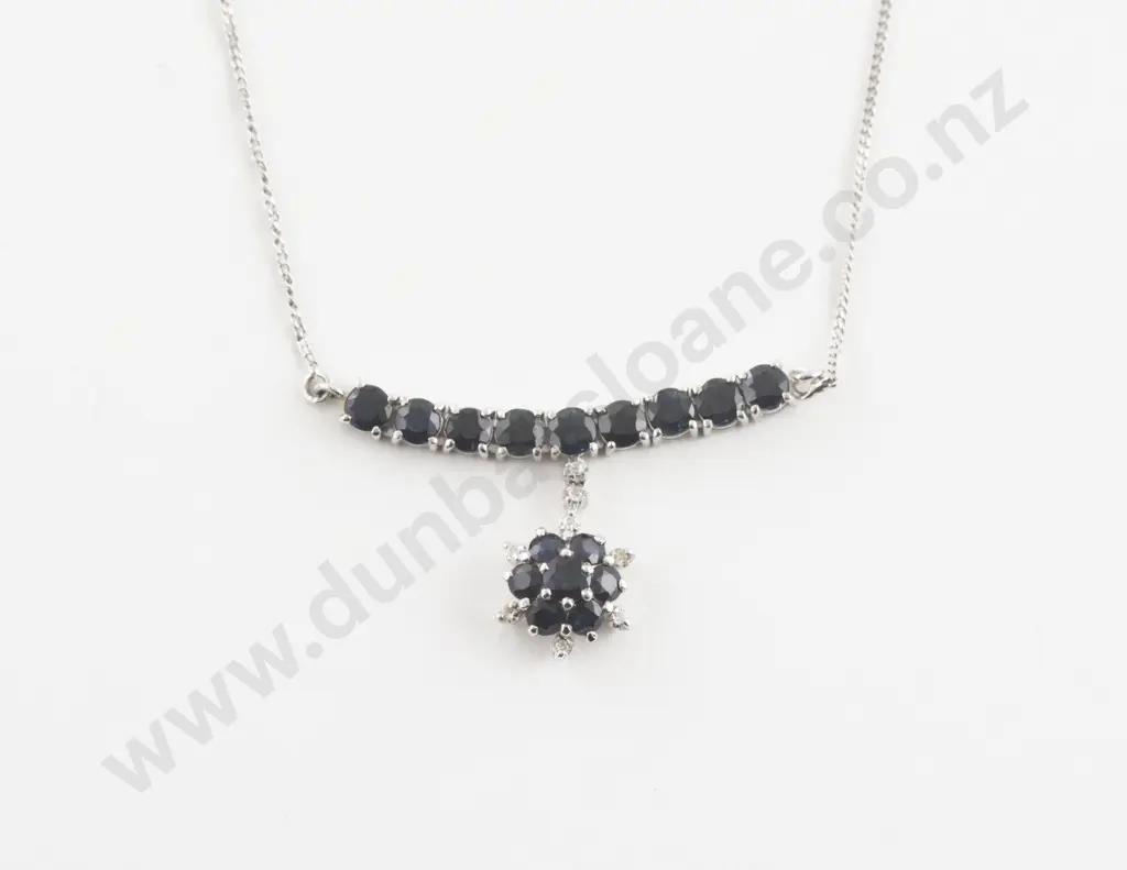14ct 24Stone Sapphire and Diamond Necklace Image 1++