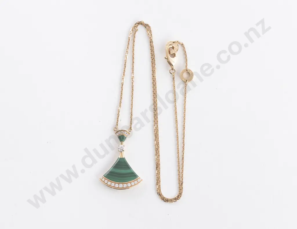 Bvlgari 'Bulgari Divas Dream' 18ct Rose Gold Malachite and Diamond Pendant Image 1++
