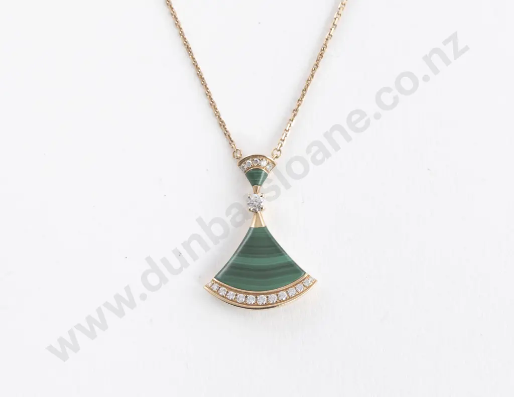 Bvlgari 'Bulgari Divas Dream' 18ct Rose Gold Malachite and Diamond Pendant Image 1++