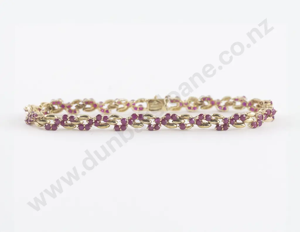 14ct 96Stone Fancy Ruby Bracelet Image 1++
