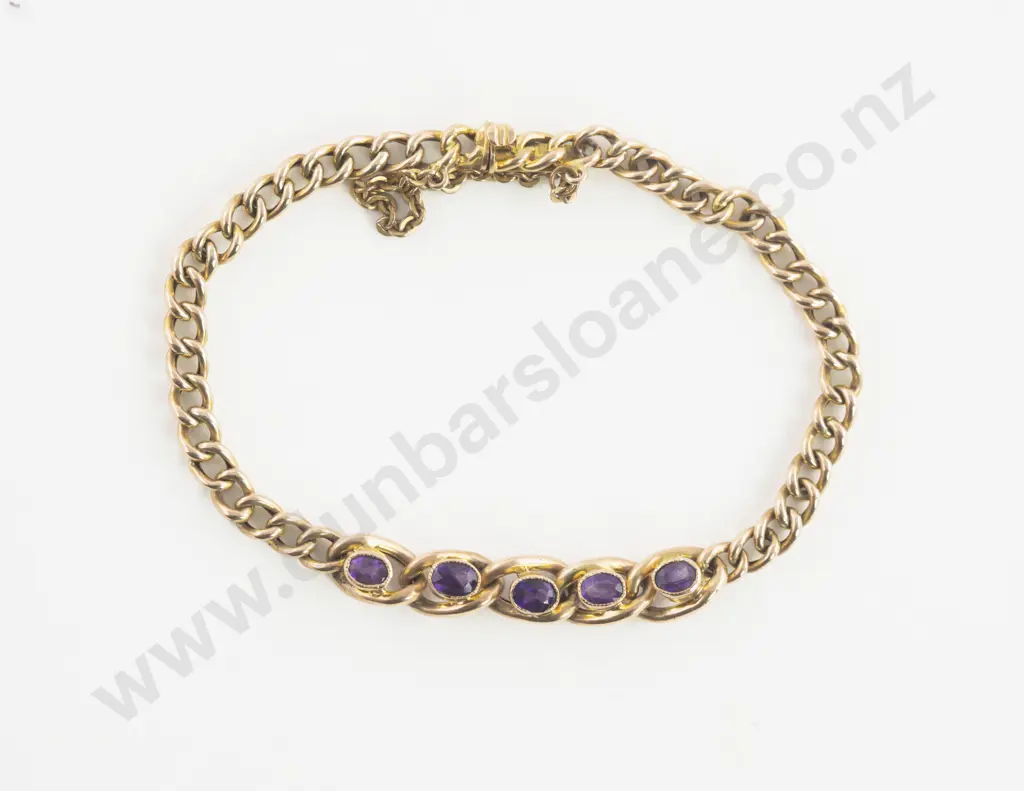 9ct Five Stone Amethyst Bracelet Image 1++