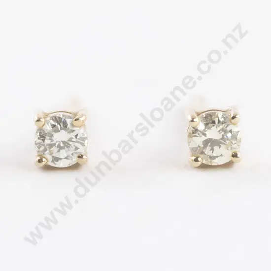 Pair 14ct Single Diamond Stud Earrings