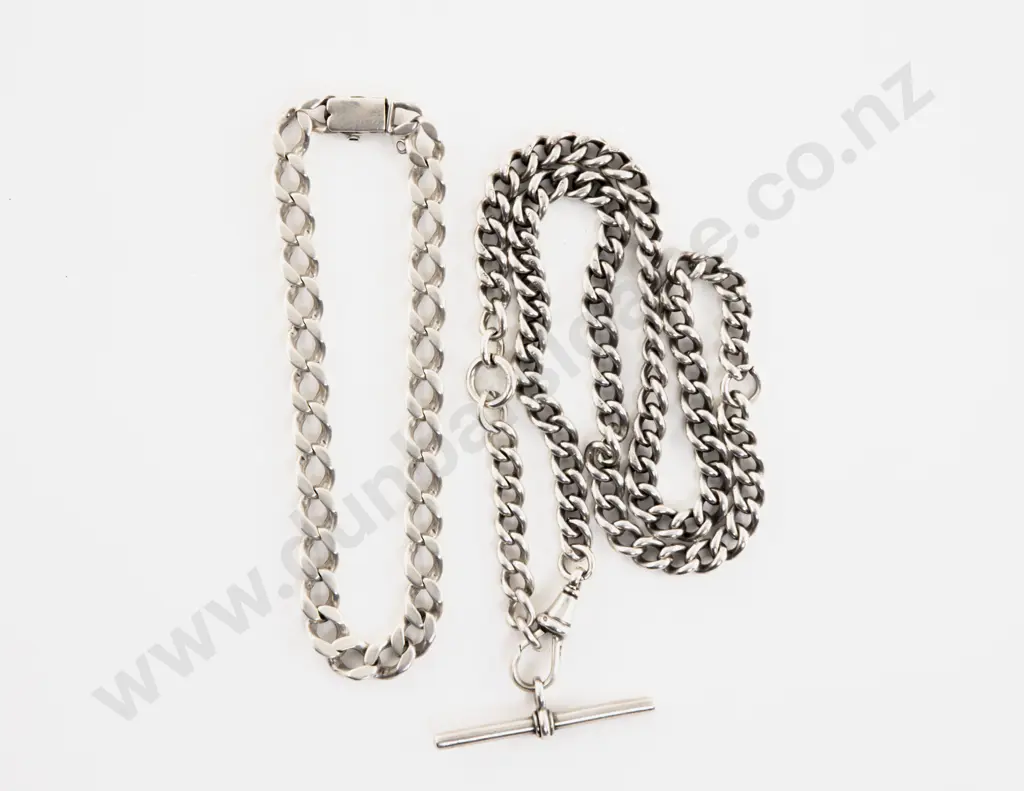 S/S Curb Link Albert Neck Chain Image 1++