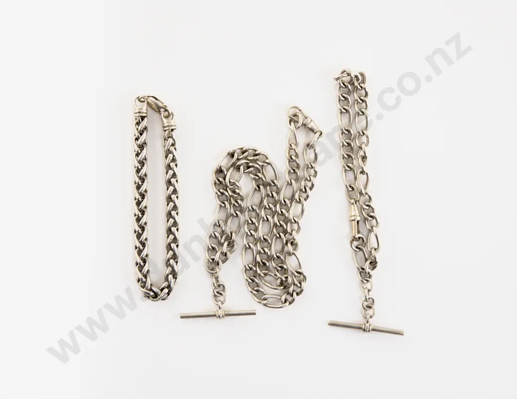 S/S Mixed Curb Link Neck Chain and Two Bracelets Image 1++