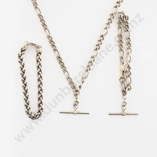 S/S Mixed Curb Link Neck Chain and Two Bracelets