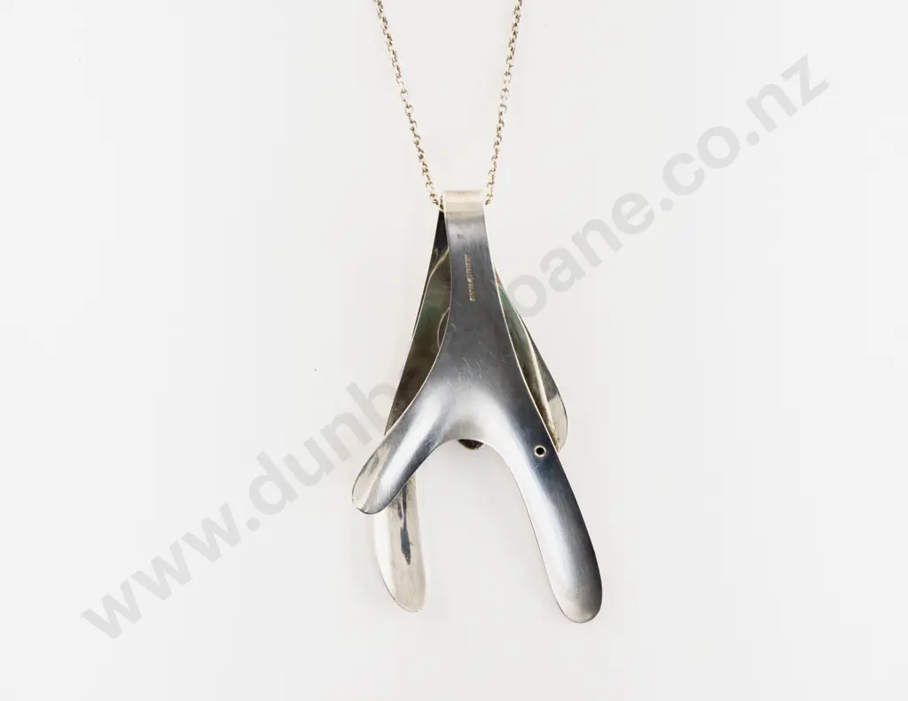 C1970 Finland Elis Kauppi S/S and Chrysoprase Pendant Image 1++
