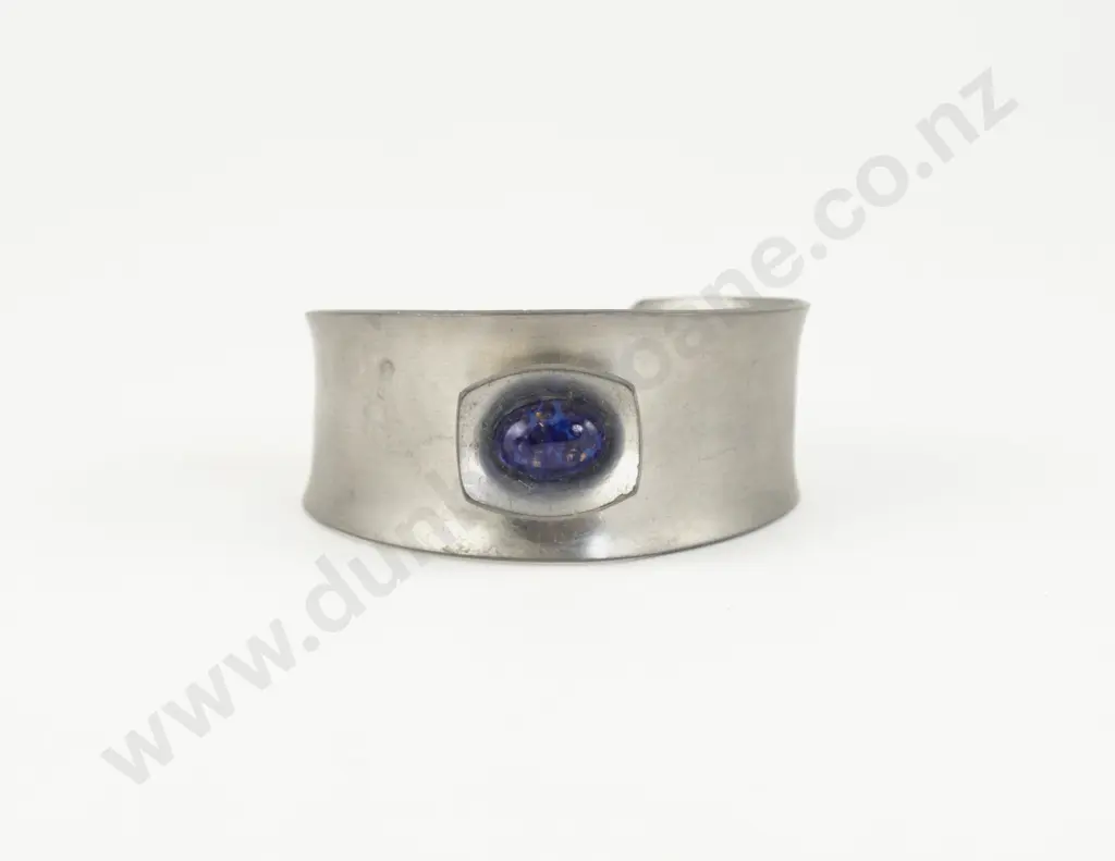 Georg Jensen Single Lapis Stone Pewter Cuff Bangle Image 1++