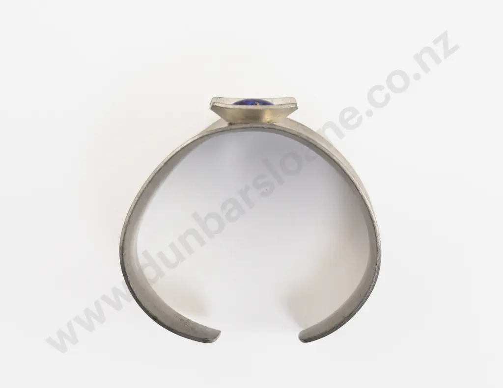 Georg Jensen Single Lapis Stone Pewter Cuff Bangle Image 1++
