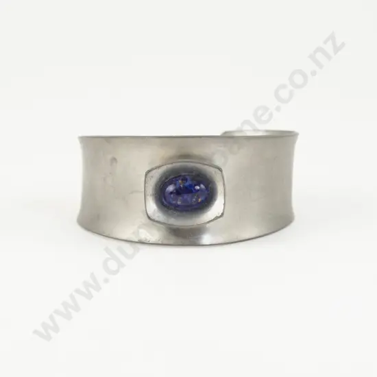 Georg Jensen Single Lapis Stone Pewter Cuff Bangle