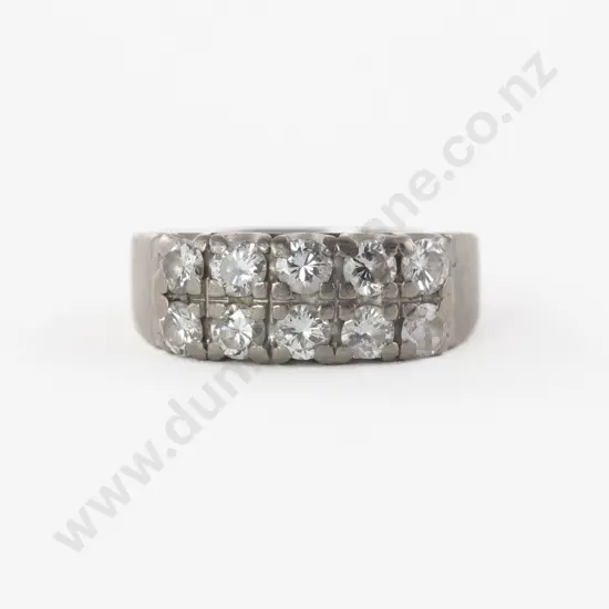 14ct White Gold Ten Stone Diamond Band Ring