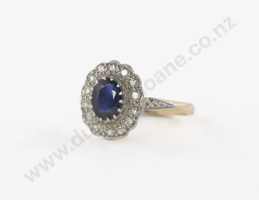 18ct 15Stone Sapphire and Diamond Cluster Ring Image 1++