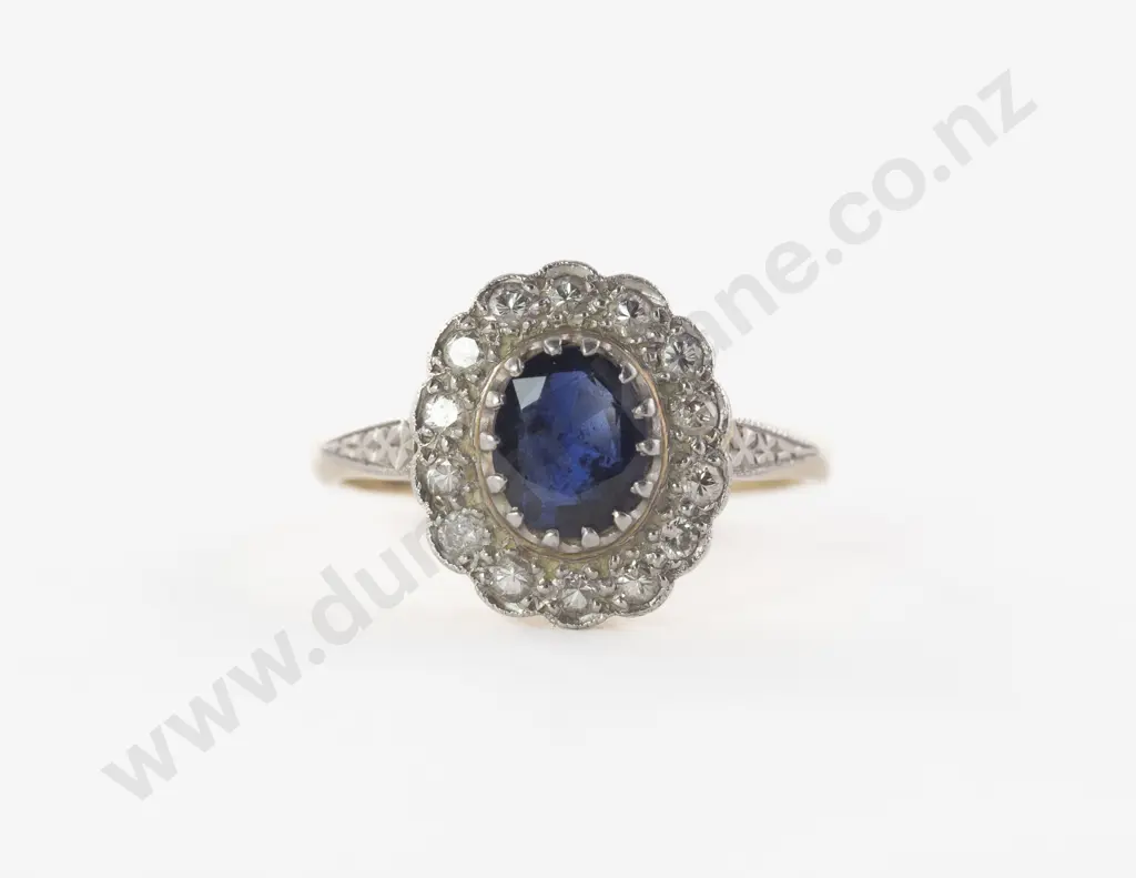 18ct 15Stone Sapphire and Diamond Cluster Ring Image 1++