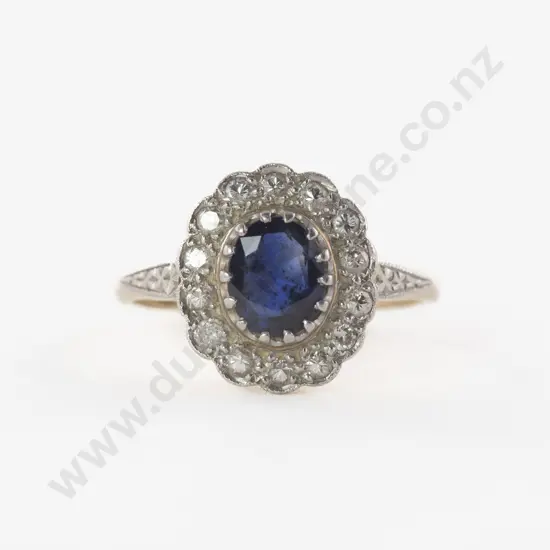 18ct 15Stone Sapphire and Diamond Cluster Ring