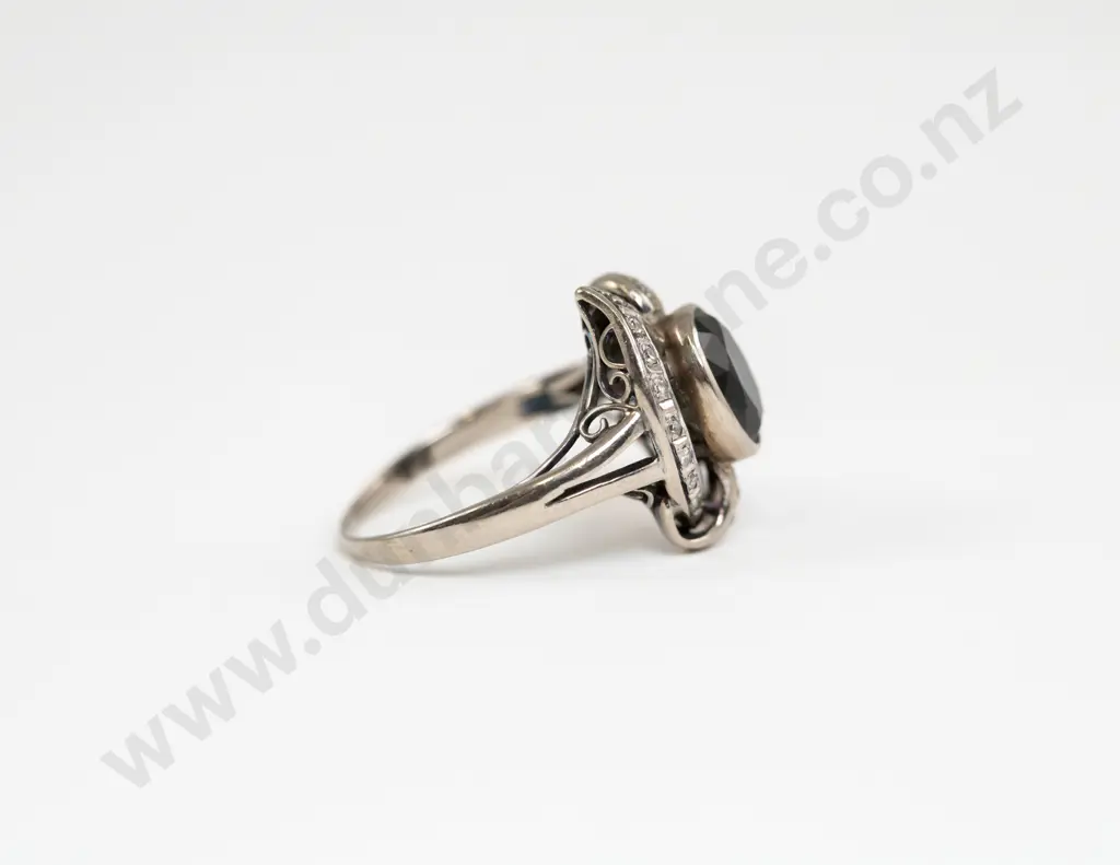 Palladium 24stone Sapphire and Diamond Cluster Ring Image 1++