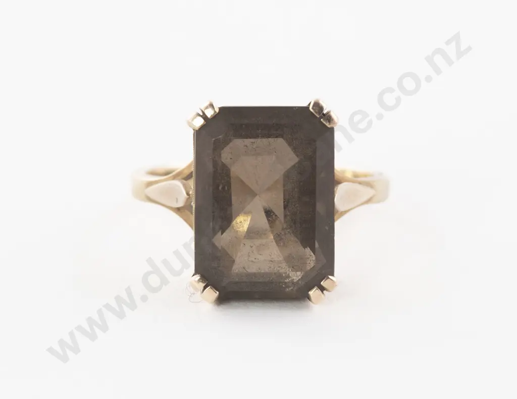 9ct Single Smoky Quartz Dress ring Image 1++