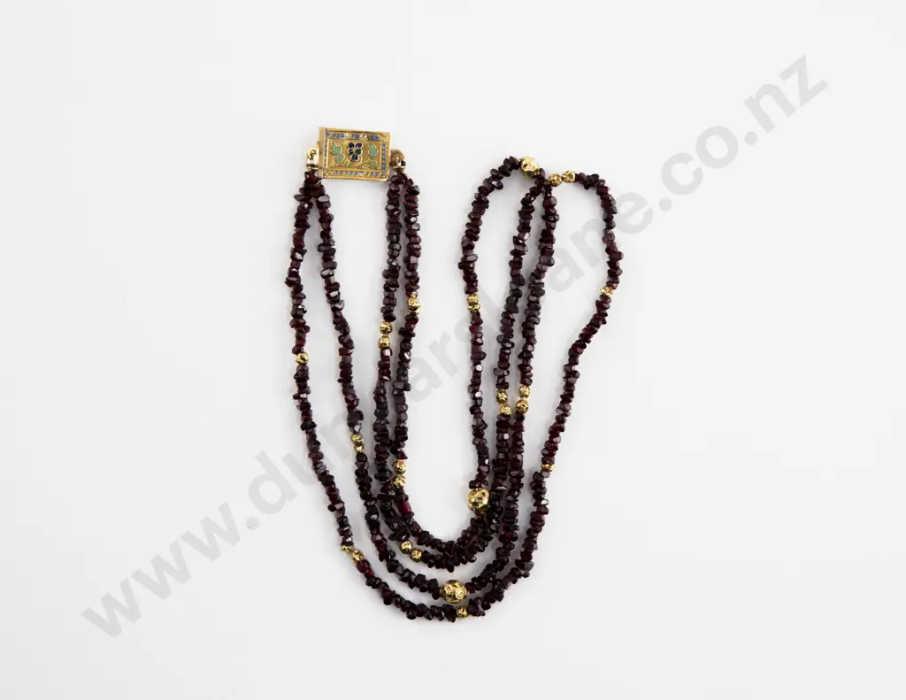 Victorian Double Strand Faceted Garnet Bead Necklace Image 1++