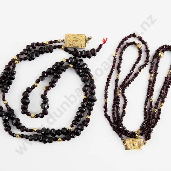 Victorian Double Strand Faceted Garnet Bead Necklace