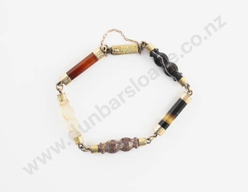 9ct Mounted Scottish Hardstone Bracelet Image 1++