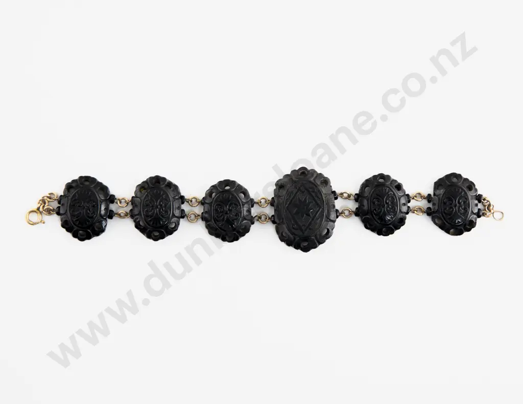 Victorian Jet Carved Panel Bracelet Image 1++