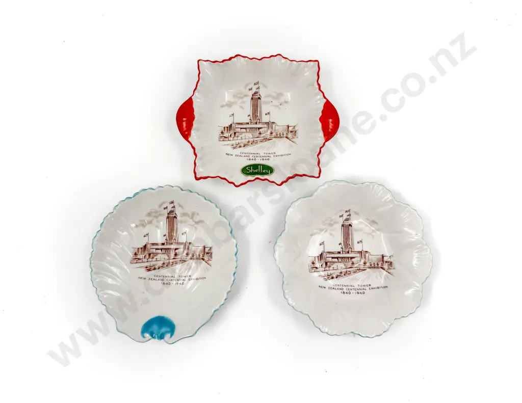 Three Shelley NZ Centennial Commemorative Pin Dishes Image 1++