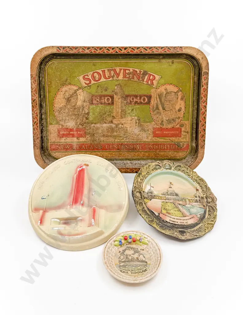 NZ Centennial Tray together with Three Assorted Souvenir & Centennial Ware Display Items Image 1++