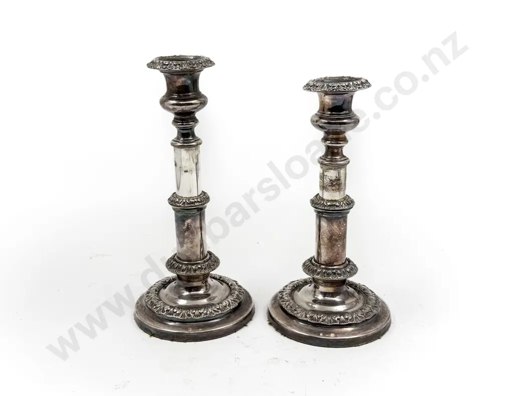 Pair of Sheffield Plate Telescopic Candlesticks Image 1++