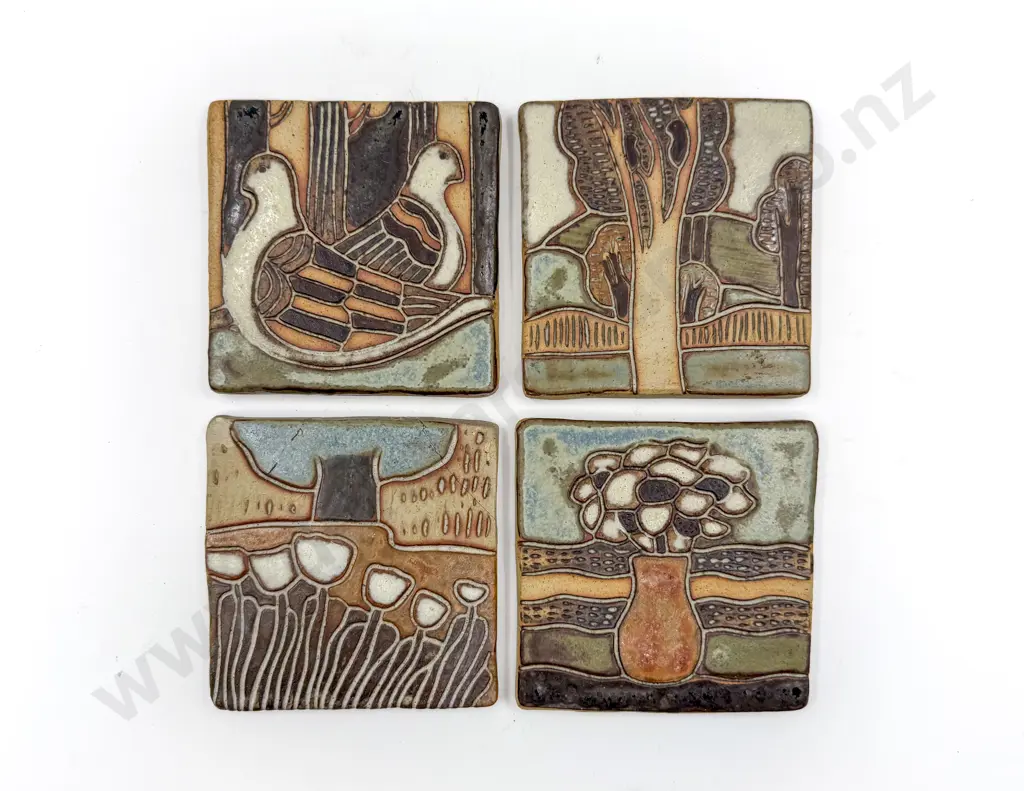 Four Maria Geurten English Ceramic Wall Hanging Tiles Image 1++