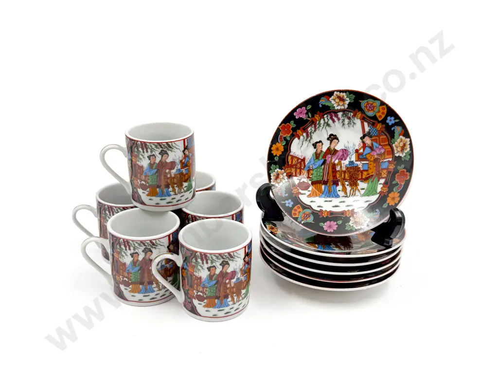 Six Modern Chinese Expresso Cups & Saucers Image 1++