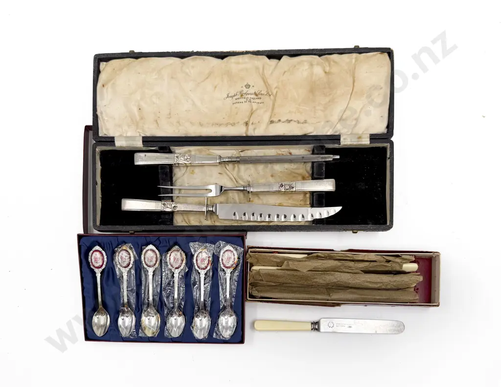 Boxed S/P Carving Set together with Six Bone Handled Knives Image 1++